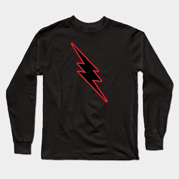Black-Red Lightning Bolt Long Sleeve T-Shirt by SpaceAlienTees